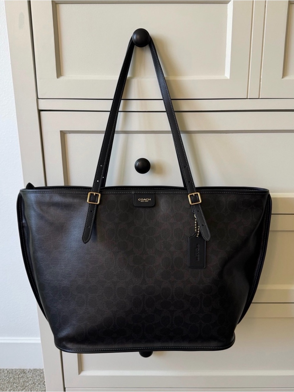 Coach Black Taxi Tote Bag in Signature Canvas